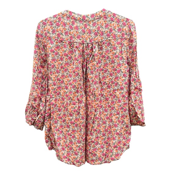 St. John’s Bay M Pink Floral Blouse Peasant Top 3/4 Sleeve Cottagecore Boho - Picture 3 of 6